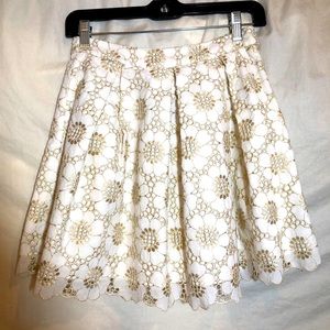 Lilly Pulitzer Harlie White Gold Floral Skirt SZ 0
